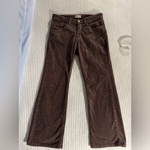 Pilco Anthropologie Brown Corduroy Pants sz 30 cropped flare